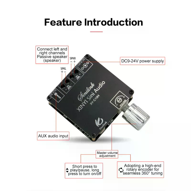 Wzmacniacz mocy 2*20W Bluetoot – Audio Music Player App recenzja i cena